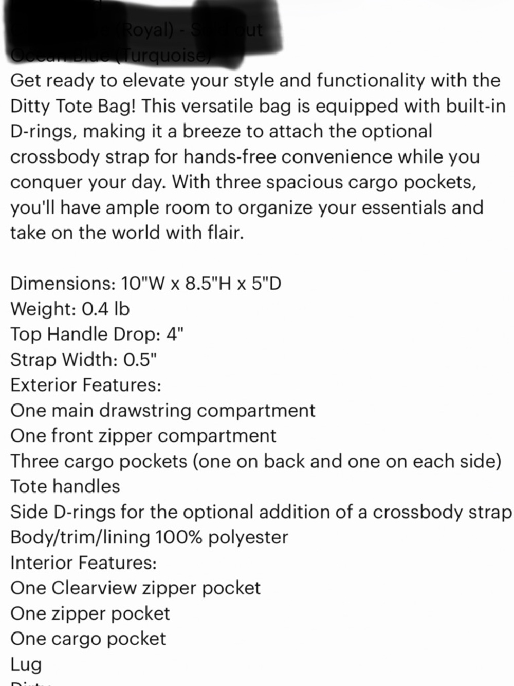 lug Ditty~Red~Drawstring Tote with multiple pockets~NEW without tags - Picture 7 of 7